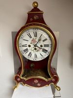 Pendule ancienne XIX rouge et or, décorée de roses🌹charmes!