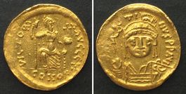 Byzanz JUSTINUS II. (565-578). AV Solidus Konstantinopel vz+