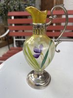 Antiker kleiner Krug mit Silbermontur, Blumendekor, Rarität!