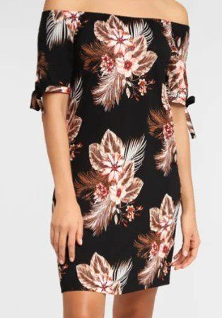 raffiniertes kurzes Kleid, kurzen Ärmeln mit Bändern Blüten