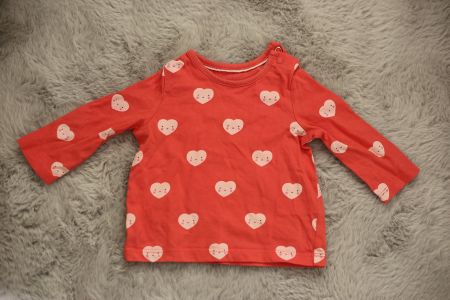 C&A Baby Langarmshirt Gr. 62 mit Smiley-Herzen - Top Zustand