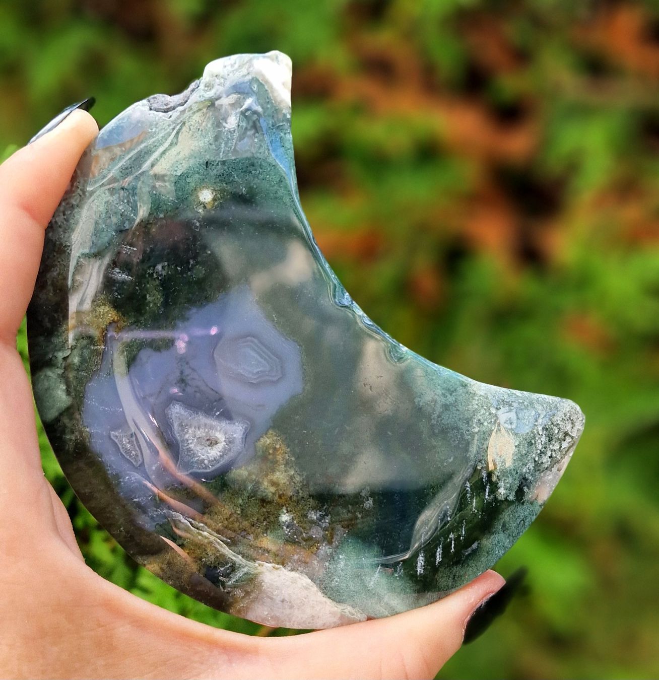 Mineralien & Heilsteine: Moosachat Mond 220g – Neu (gemäss Beschreibung) aus Matzingen von  4