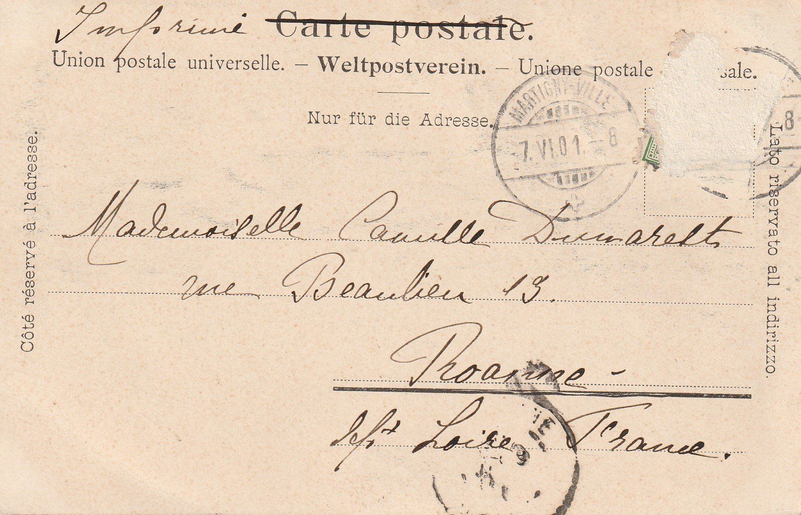 Cartoline postali: AK Salvan - gel. 7.6.1901 – Usato da Fribourg venduto da schnalla92 1