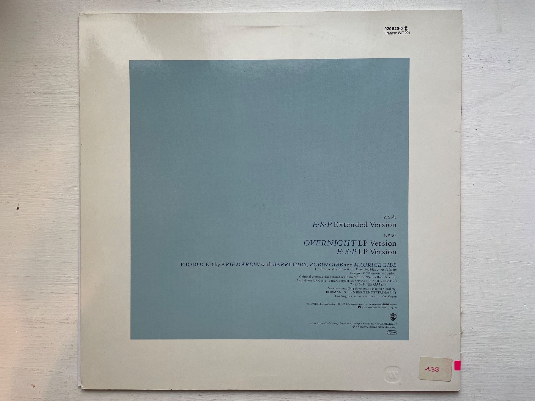 Dischi in vinile: Bee Gees - E.S.P. - 12" Maxi, 1987 – Usato da Zürich venduto da Andy_t71 1