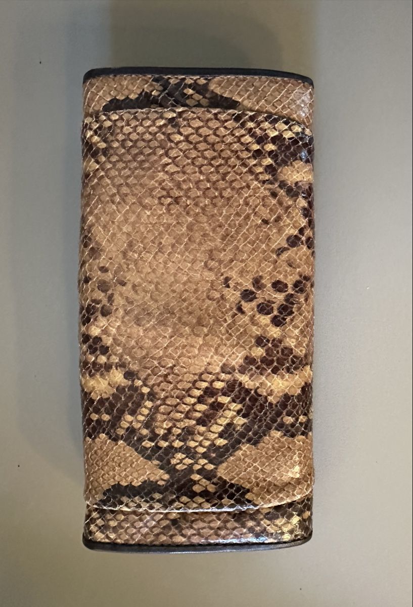 Furla Portamonete: Portemonnaie, Furla, Pythonleder, braun/cognac, 19cm x 10cm – Nuovo e nell'imballaggio originale da Oberwil BL venduto da orsay 1