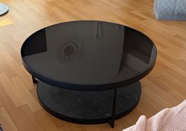 IKEA Couchtisch FRÖTORP schwarz Glas 88 cm rund neuwertig