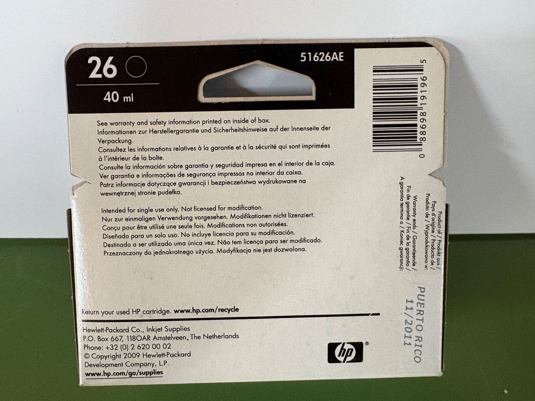 Hewlett Packard Cartucce per stampanti & toner: HP 26 Schwarz Original Druckerpatrone – Usato da Weite venduto da FTW-AG 1