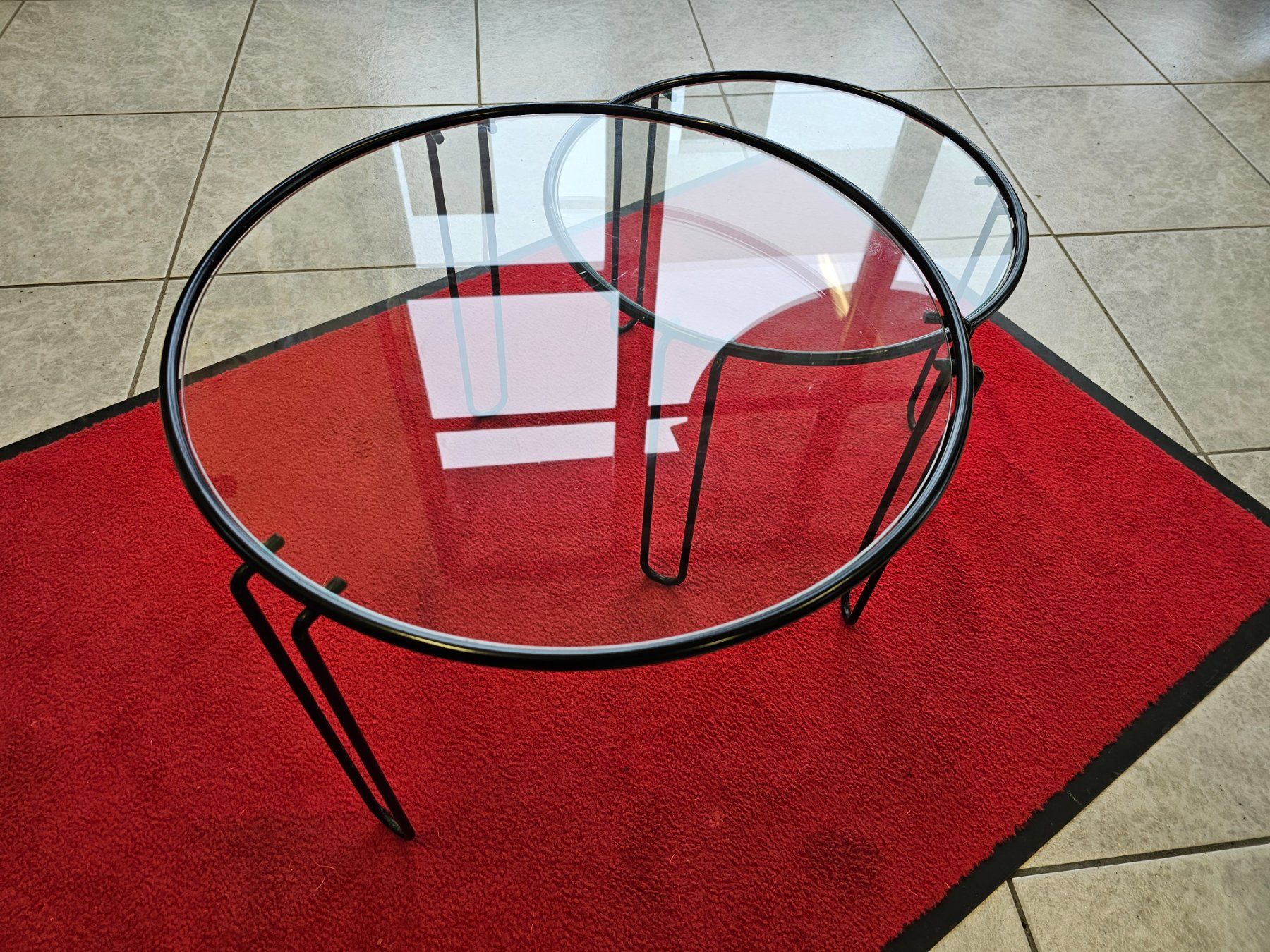 Tavoli: 1980 Wire Nesting Tables, Satztisch, Coffee-Table Glastische – Usato da Nottwil venduto da Wondewa-Shop 4