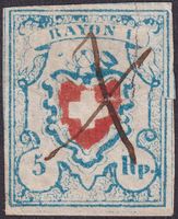 T.38 A2-U, breitrandige mit Tinten-Kreuz, Kat: 850.-