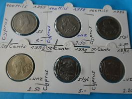Zypern, Konvolut alte Münzen  1955-91