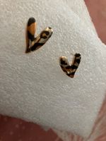 1 Paar Herzen unsymmetrisch im Leoparden Look, Grösse 1.9cm,