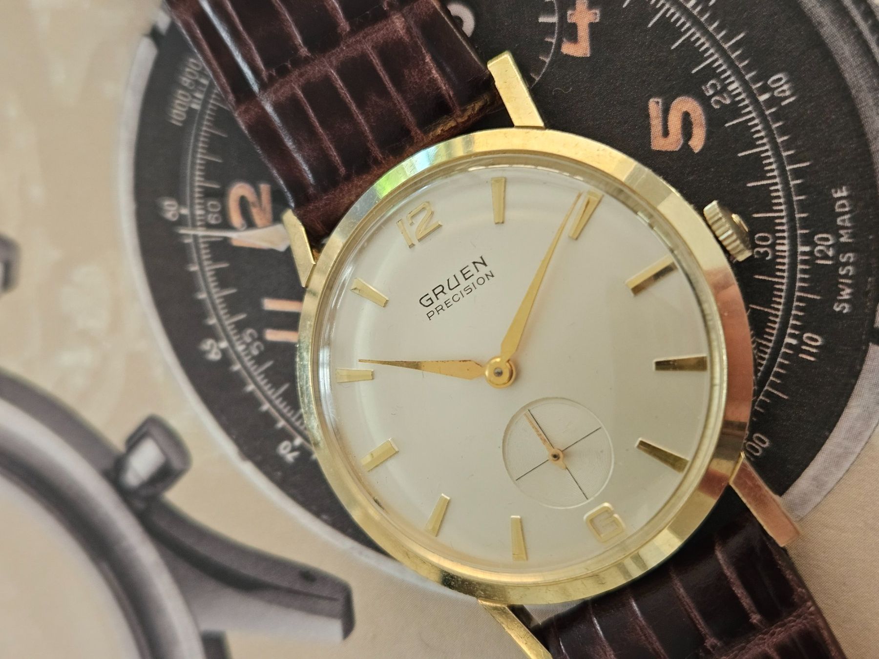 Orologi: Wunderschöne GRUEN PRECISION "James Bond", cal. 415R, 14ct. – Usato da Glattpark(Opfikon) venduto da Cuoreviglia 2