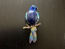 Brosche / Anhänger ( 2 in 1) Vogel mit Lapislazuli