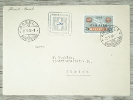 TR02 Enveloppe + Timbre Suisse 1938