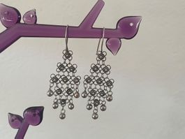 Vintage Boho Kronleuchter Chandelier Silber Ohrringe