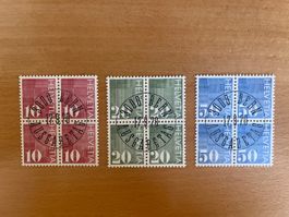 1970 Ziffermsrken 4erblock ET-Stempel mit rückseitigen Aufdr