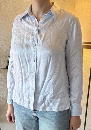 Hellblaues Paisley, Vintage, Seidenhemd Walbusch, Grösse 4