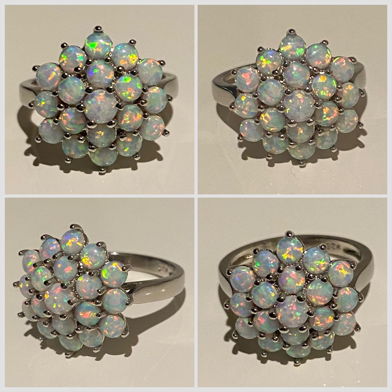 Anelli: Ring Silber 925 Weissgold vergoldet mit Opalen – Nuovo e nell'imballaggio originale da Matten b. Interlaken venduto da kero71 5