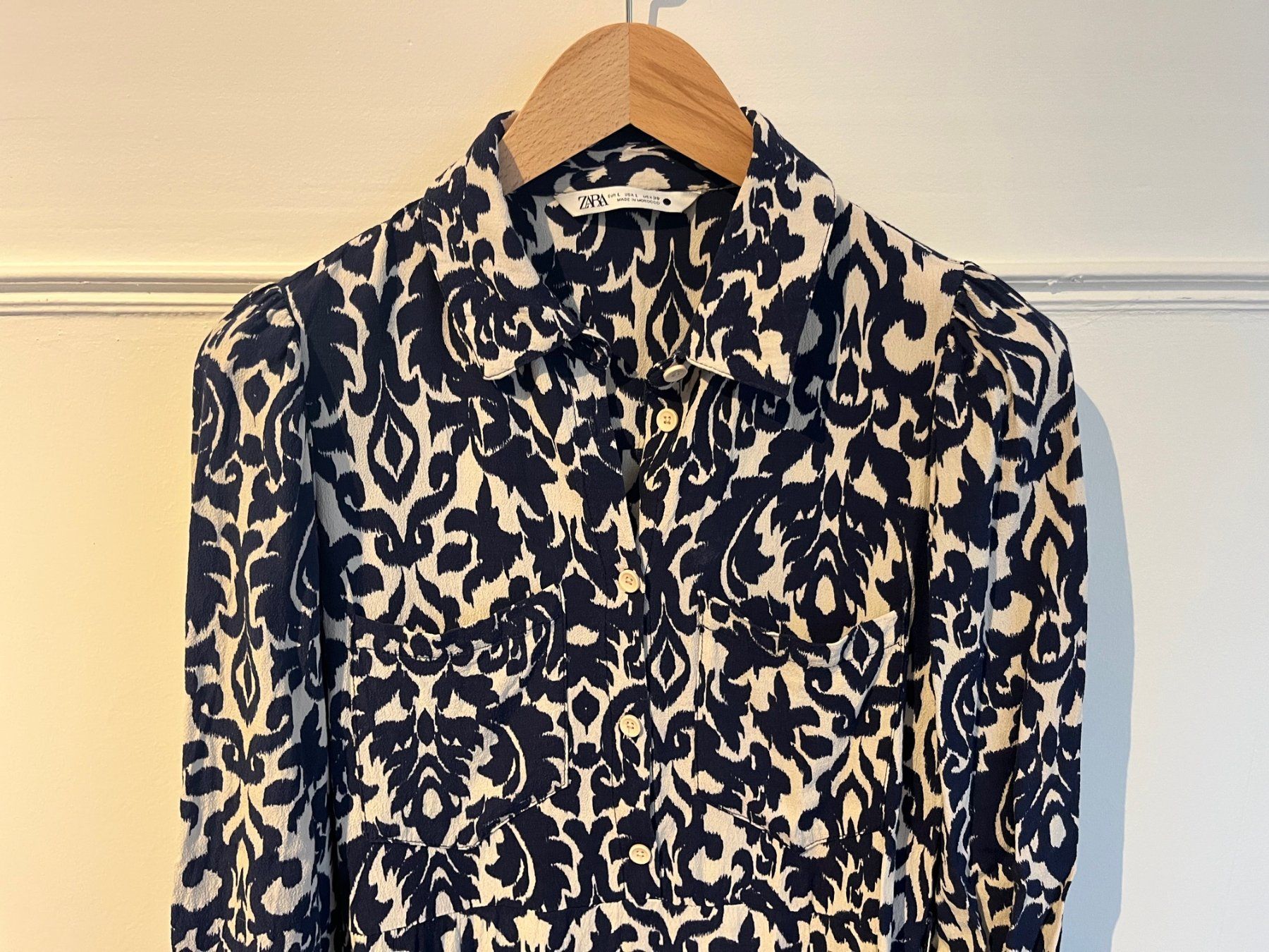 Zara Vestiti: ZARA Blusenkleid lang blau-weiss Gr. L – Usato da Zürich venduto da its-love 4