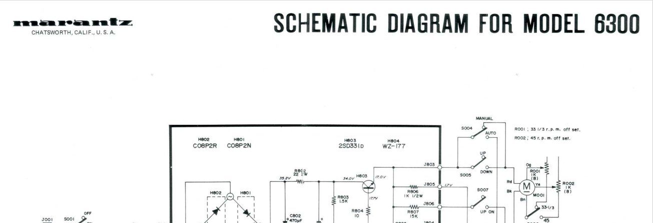 Marantz Documenti: Marantz 6300 Turntable Manual und Schema – Usato da Madiswil venduto da miglan 2