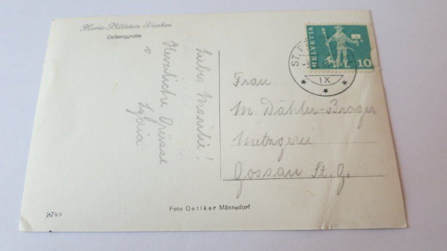 Cartoline postali: Benken - Maria Bildstein - Oelberggrotte - 1964 – Usato da Jona venduto da centumprata 1