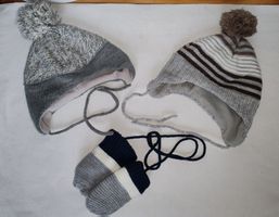 Winter Set: 2 Mützen und Fäustlinge von H&M, Grösse 74/80