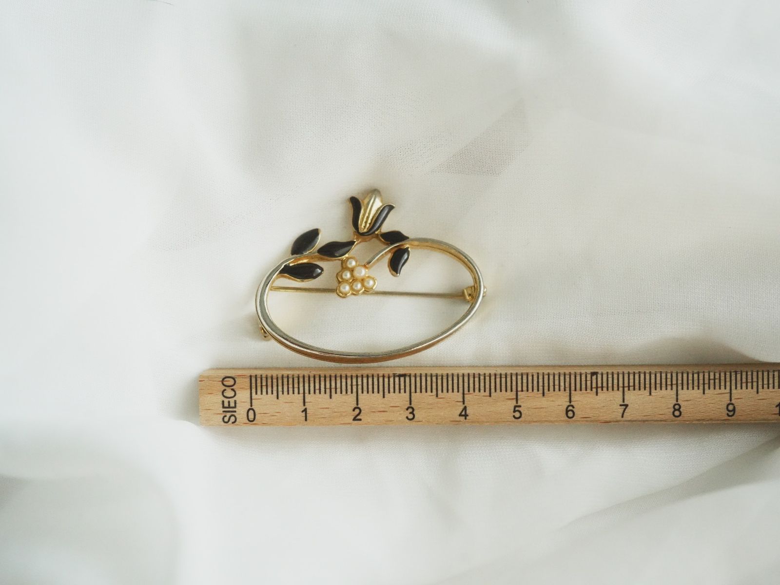 Spille & Fermagli: Vintage Brosche Blume Perlen Emaille goldfarben – Usato da Volketswil venduto da HeredisAntiques 5