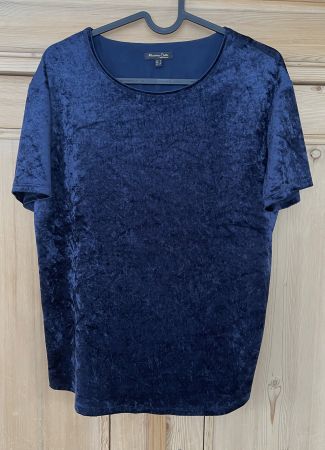 dunkelblaues Samtoberteil, Massimo Dutti, Gr. S