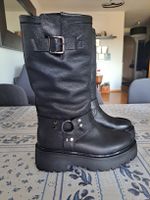 Bottes motardes bibi lou  en cuir noir - Look tendance autom
