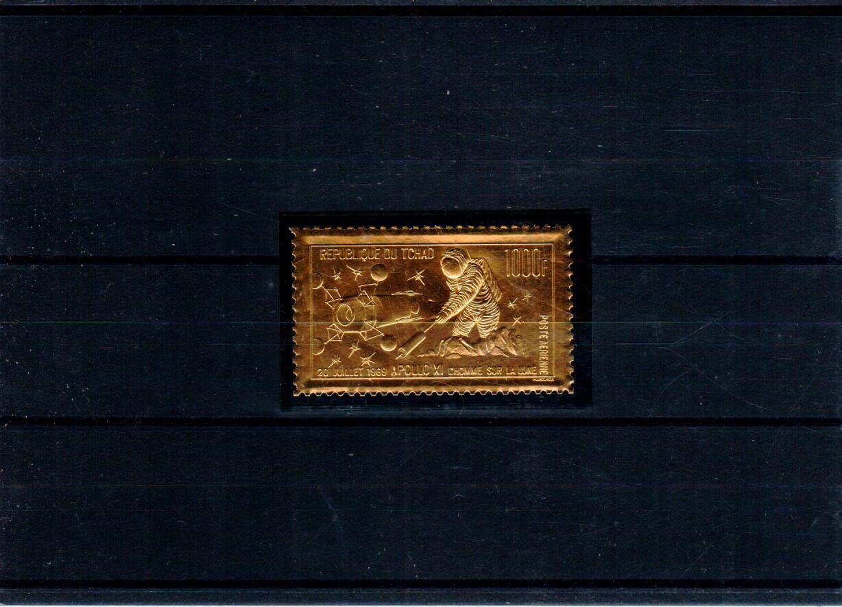 Tutti i francobolli: goldene Briefmarke Tschad - Apollo Motiv – Usato da Wolhusen venduto da Curver9