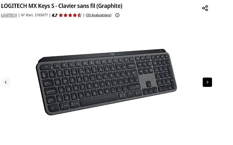 Claviers: Clavier sans fil Logitech MX Key S – D'occasion à Lavigny par ann_jlr2