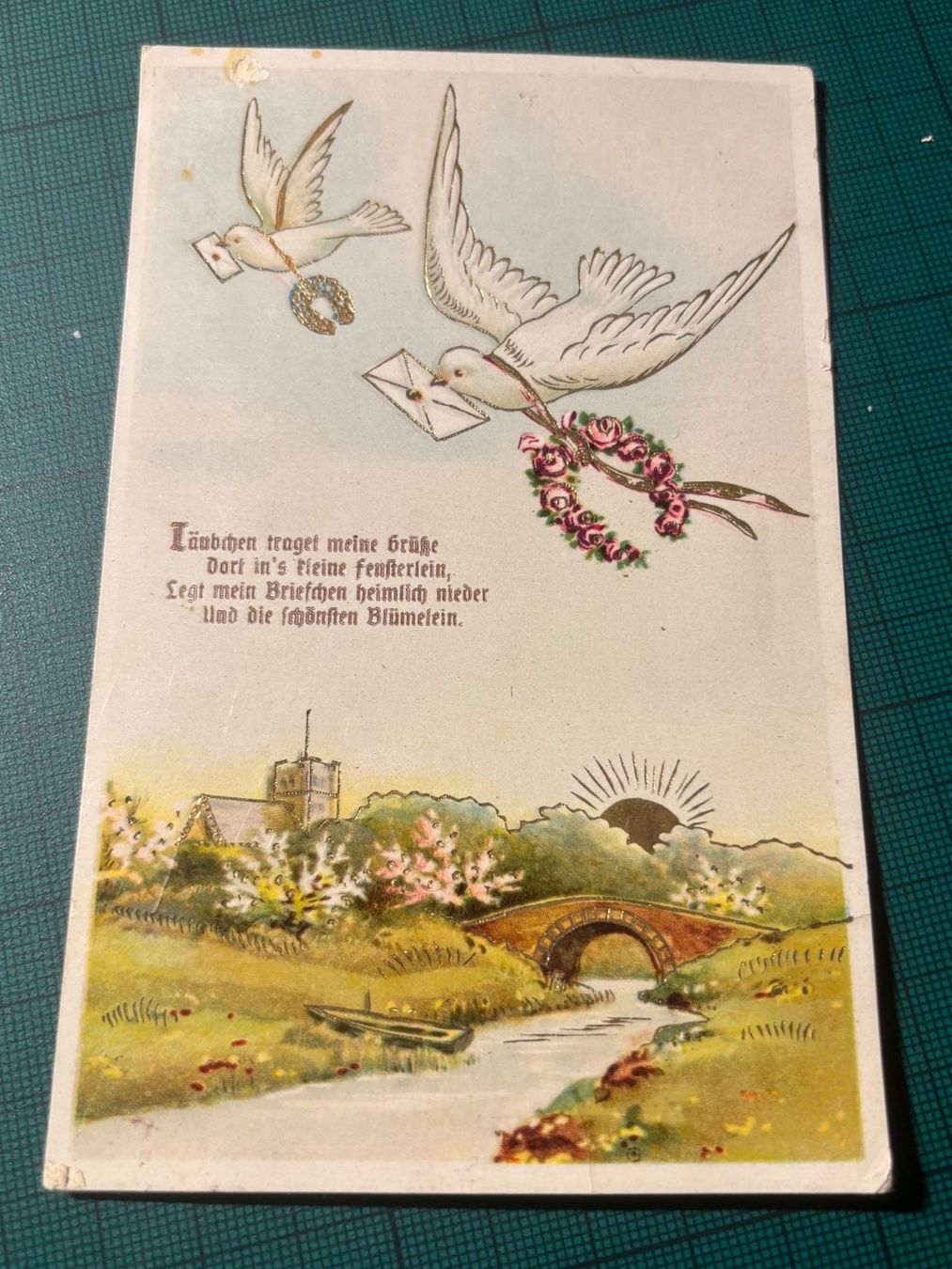 Cartoline postali: 3 Schöne Kitsch-Taubenliebeskarten.. – Usato da Utzenstorf venduto da Rose0303 1
