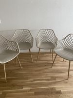 Dining Chair Set 4 Pieces Plastic Beige Wood Legs