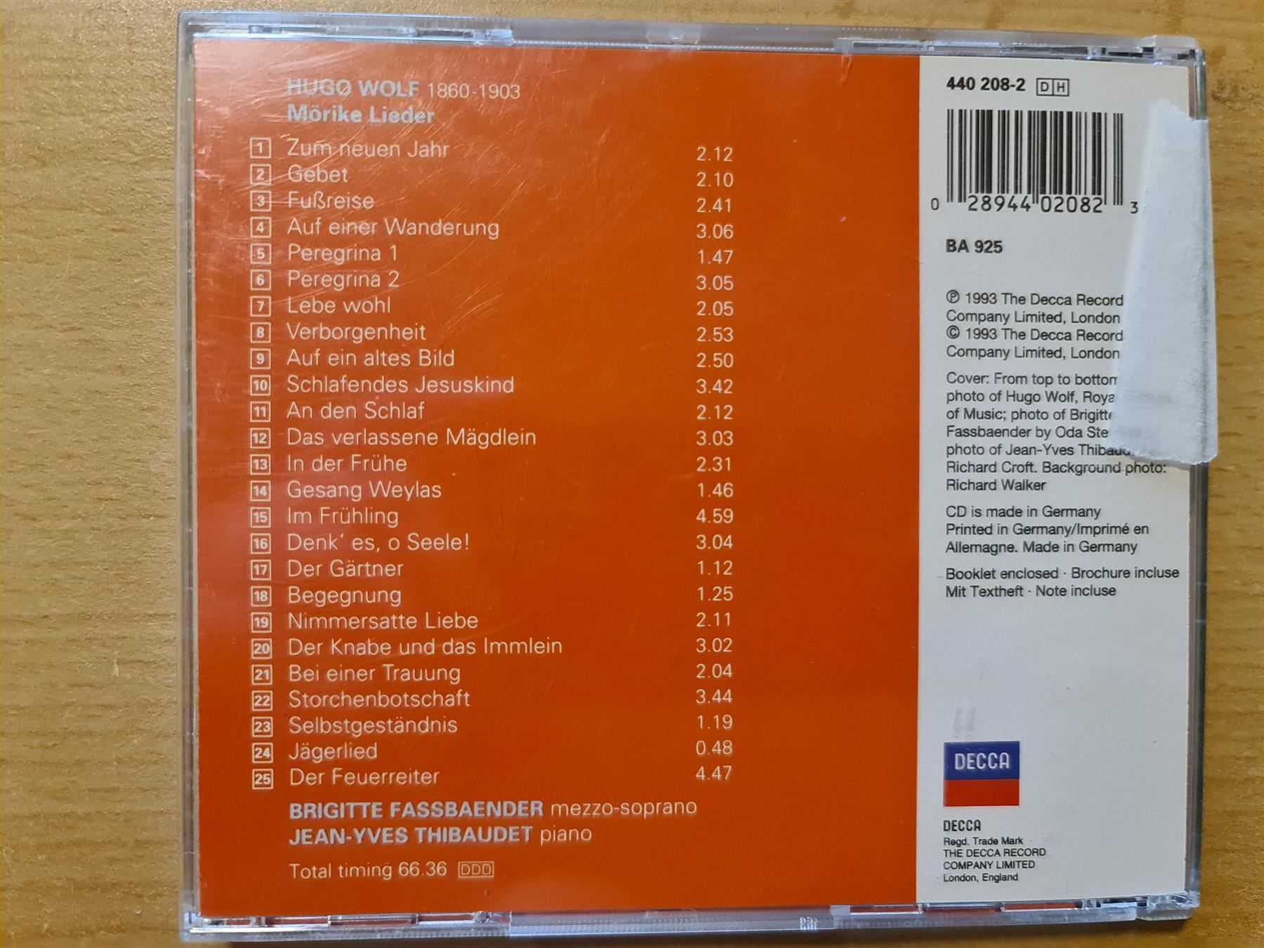 CD: Mörike Lieder Hugo Wolf Möriken CD – Usato da Dintikon venduto da Vexi 1