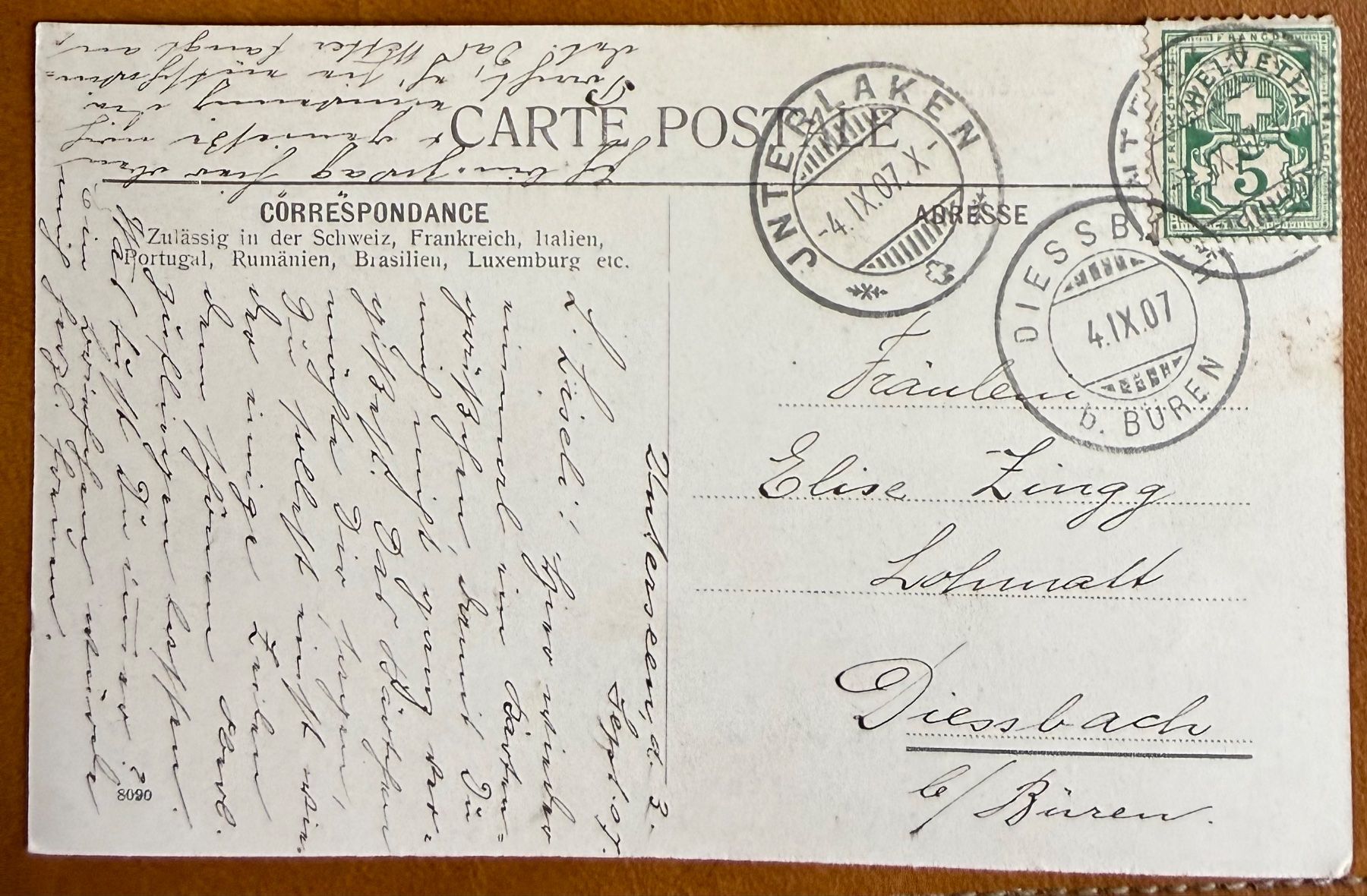 Cartoline postali: Interlaken - 1907 – Usato da Lutry venduto da Ediego 1