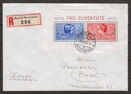 1937 : Pro Juventute Block auf Ersttags Brief, KP 350.--
