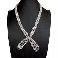 Art Deco Mina Perlen Kette Echt Collier Perle Vrai Halskette