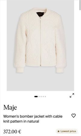 Maje Cable Knit & Wool Winter Bomber Jacket
