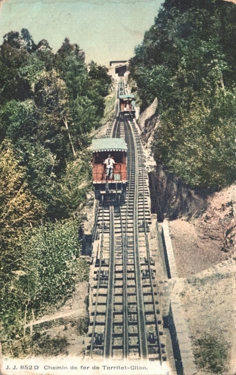 Alte Postkarte Bahn Territet-Glion Schweiz Standseilbahn | Acheter sur ...