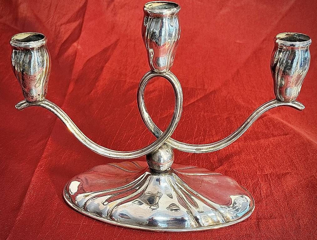 Portacandele: Jugendstil, Kerzenleuchter versilbert. – Usato da Fahrwangen venduto da Dirk.Gerlach 3