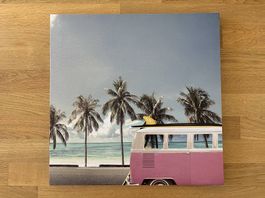 Druck auf Leinwand (50x50) - Meer + Bulli