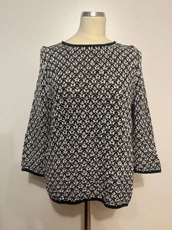 Damen Pullover schwarz-weiss Strickmuster Grösse M