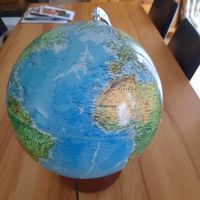 Vintage Globus beleuchtet Holzsockel guter Zustand