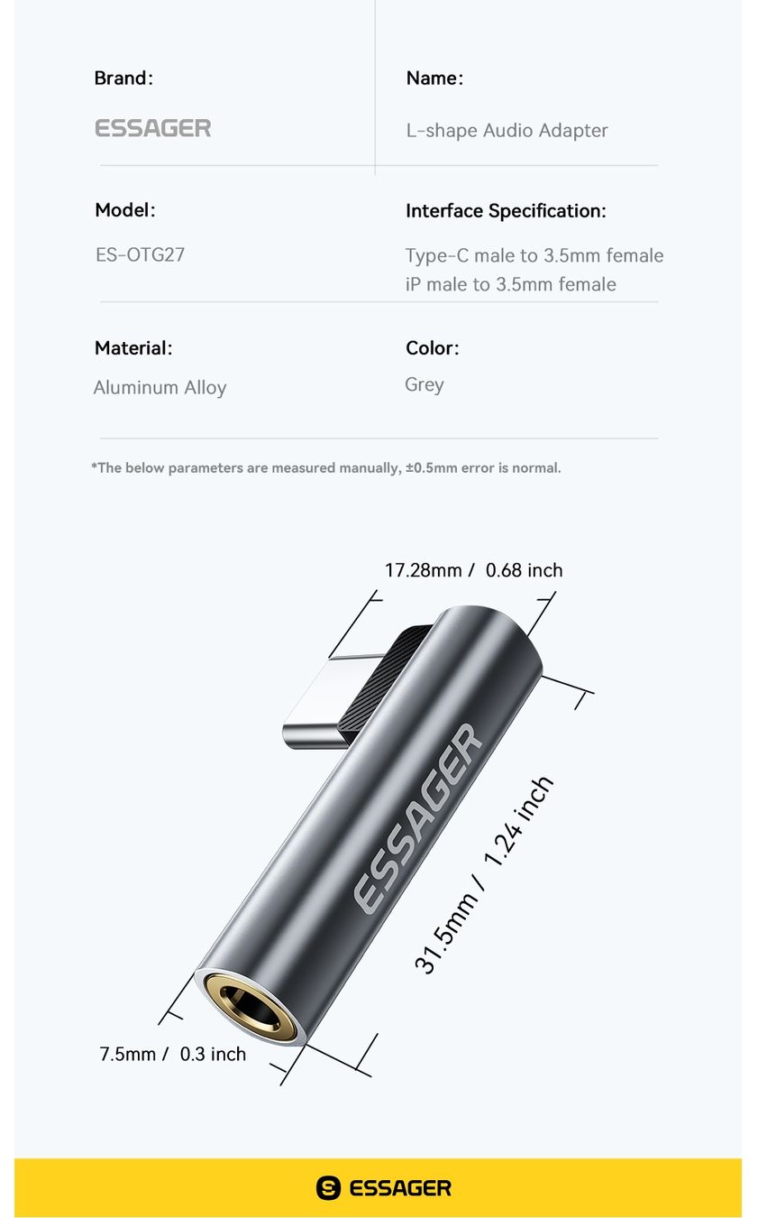 Unità & Adattatore: Essager USB-C Kopfhörer Adapter – Nuovo e nell'imballaggio originale da Romanshorn venduto da pfimex 7
