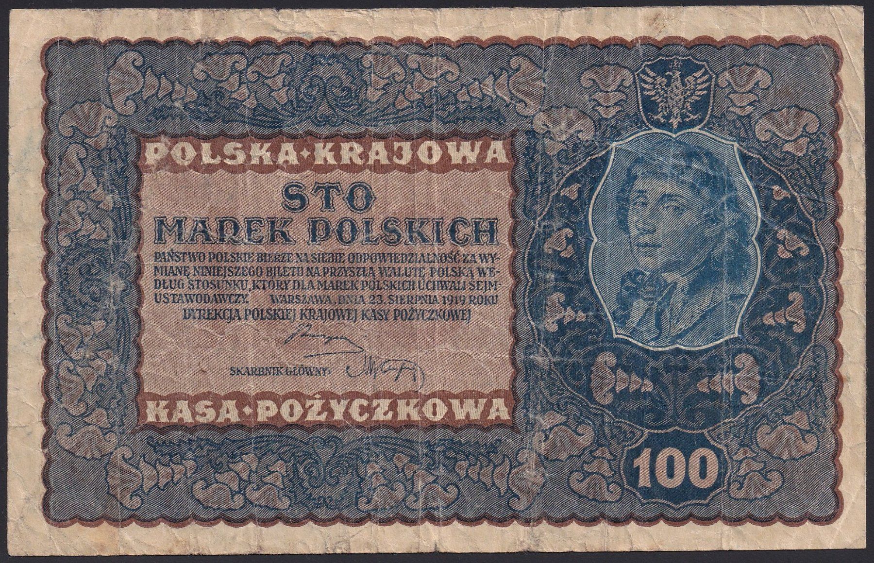 Banconote: Polen 100 Marek 1919 – Usato da Brugg AG venduto da banknoten_muesli