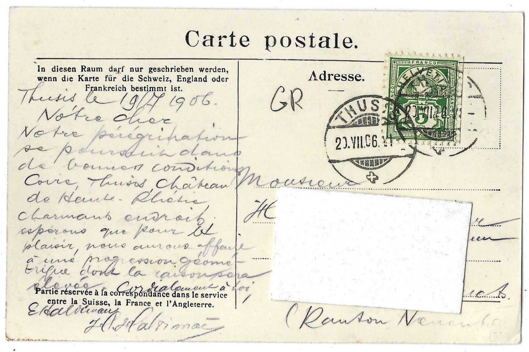 Cartoline postali: Sils  mit  Blick  auf  Thusis  und  Piz - Beverin – Usato da Bütschwil venduto da Jackson1A 1