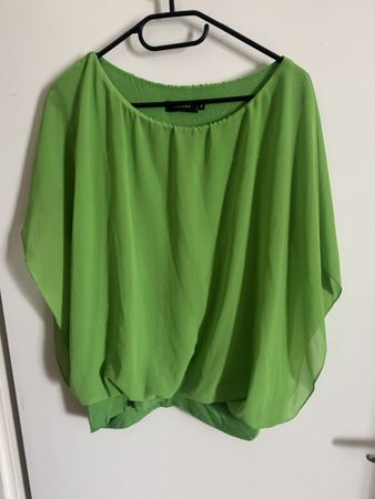 💚 Grüne Fledermaus-Bluse / Chiffonbluse – Grösse M