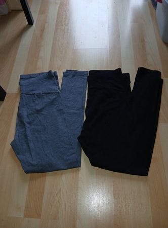 Umstandsmode Leggins Schwarz Grau Grösse 40/42
