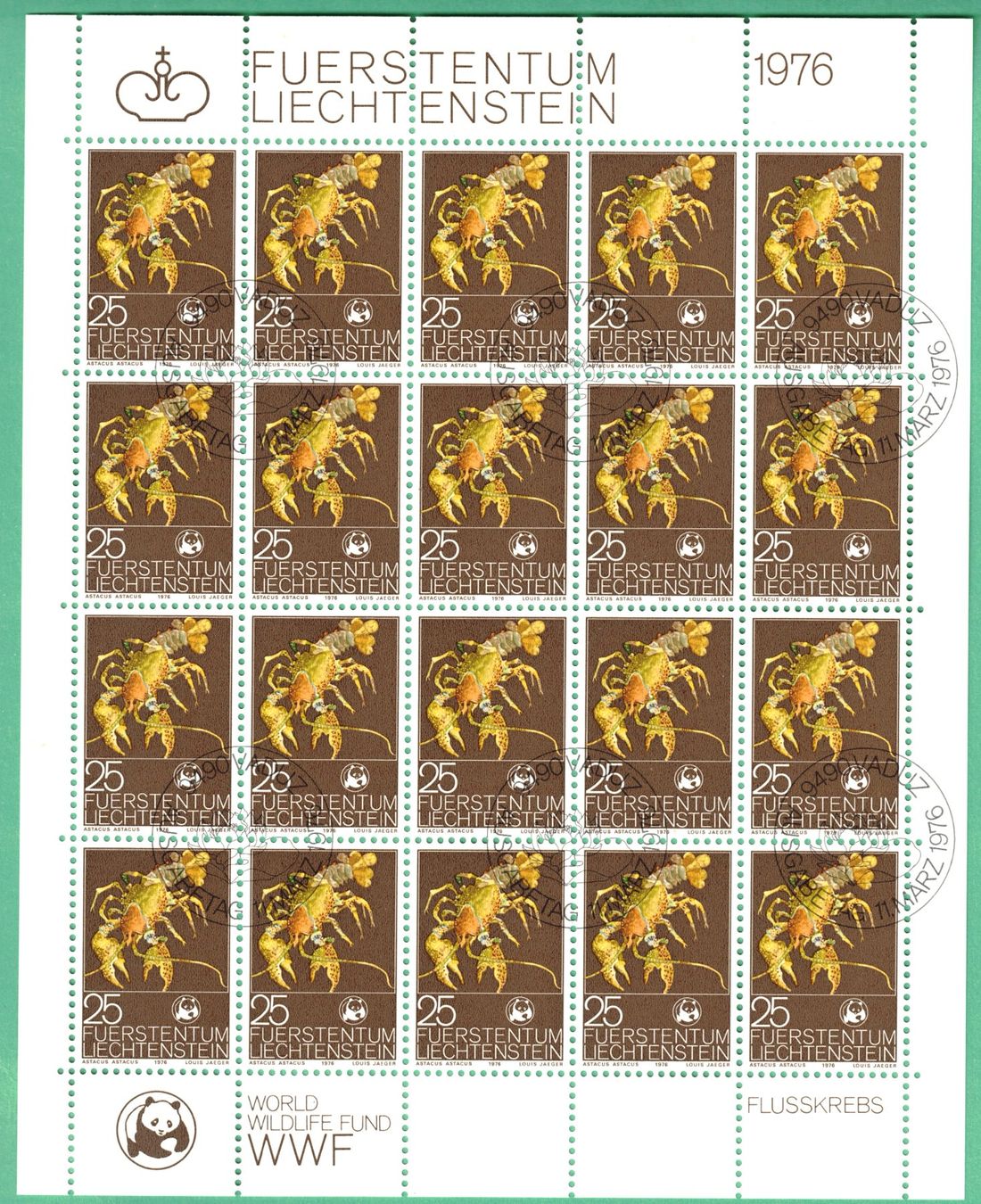 Alle Briefmarken: KB  WWF  1976      gestempelt  Ersttag – Neu (gemäss Beschreibung) aus Mellingen von Ginger 3