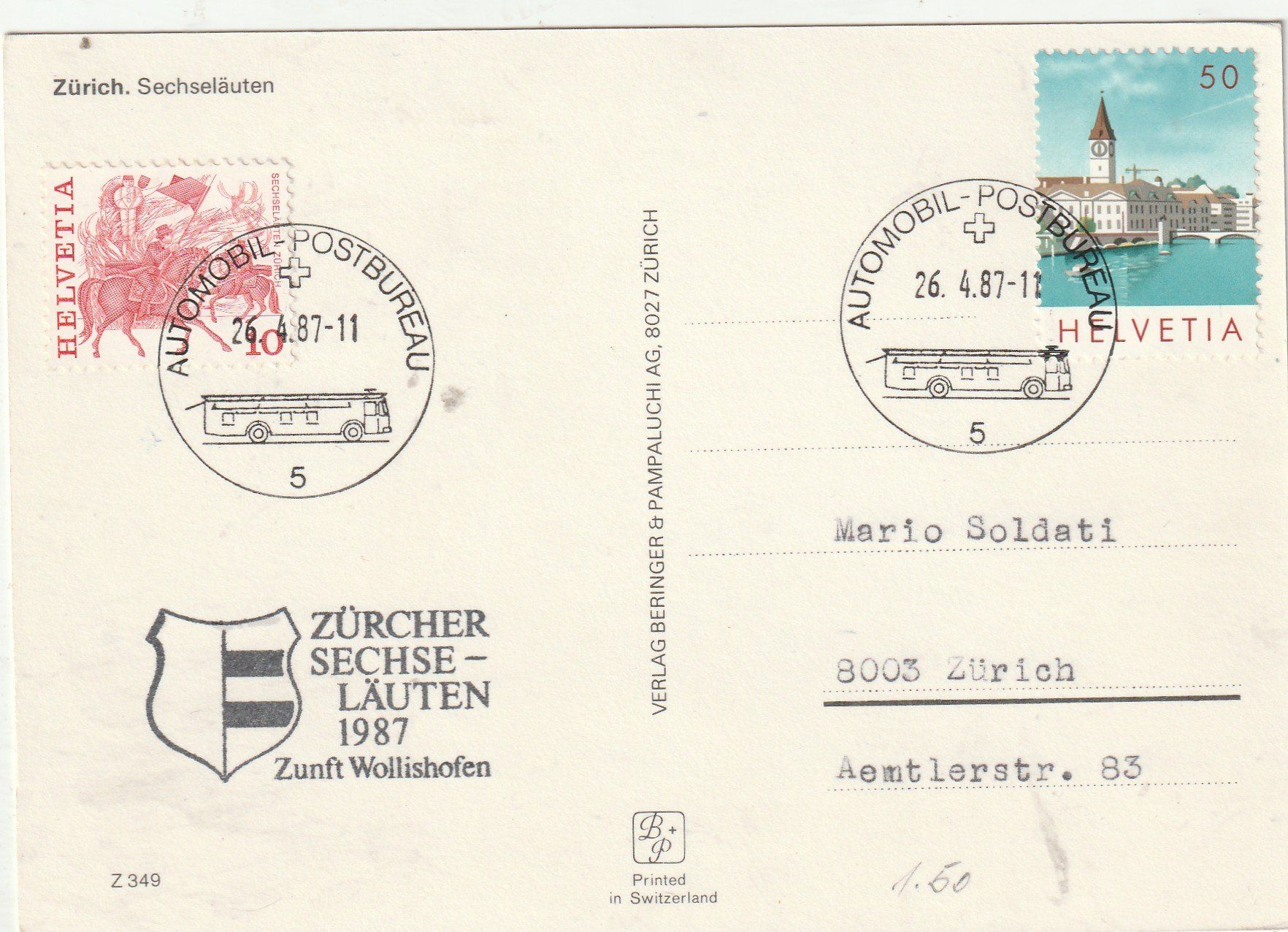 Ansichtskarten: Zürich Sechseläuten 1987 – Gebraucht aus Lumbrein von made02 1